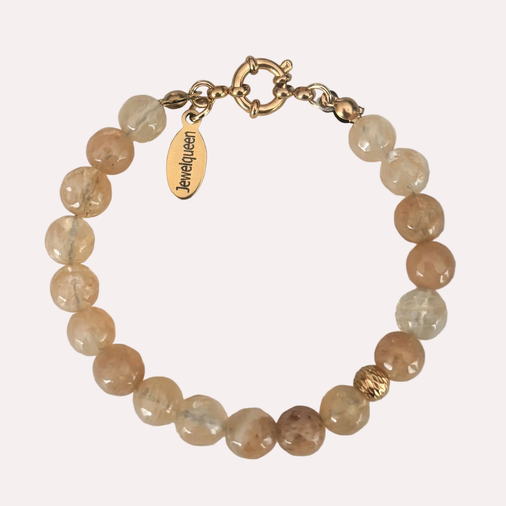 Rvs kralen armband met gele citrien kralen