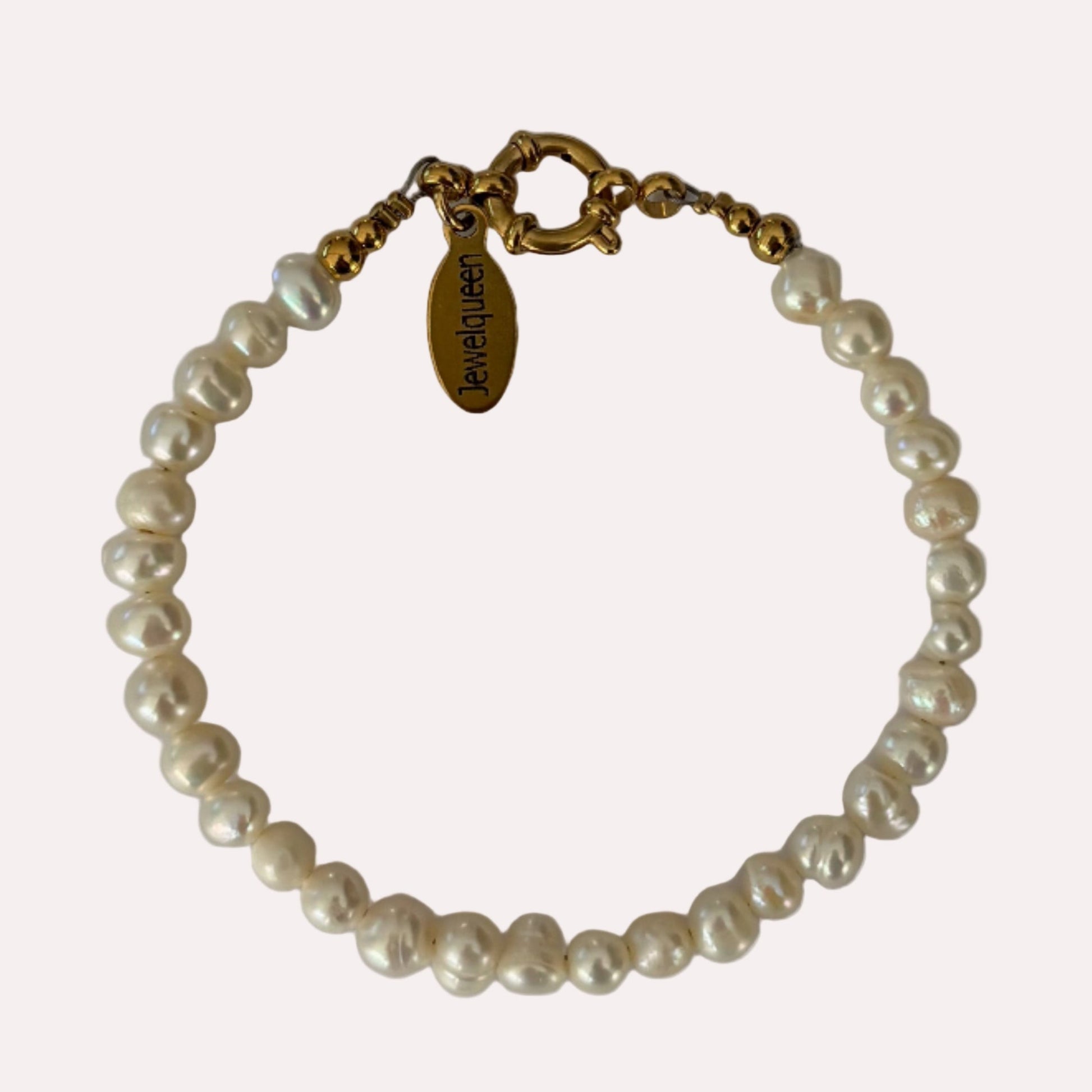 Parel armband met gouden Stainless steel boeislot