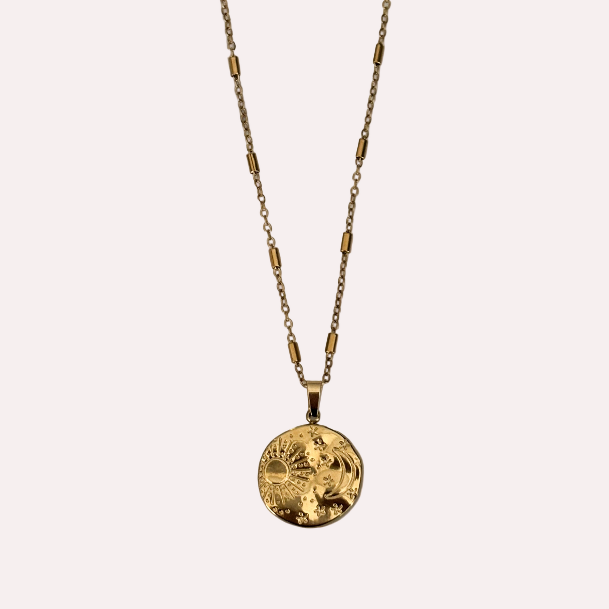 gouden rvs ketting met munt hanger