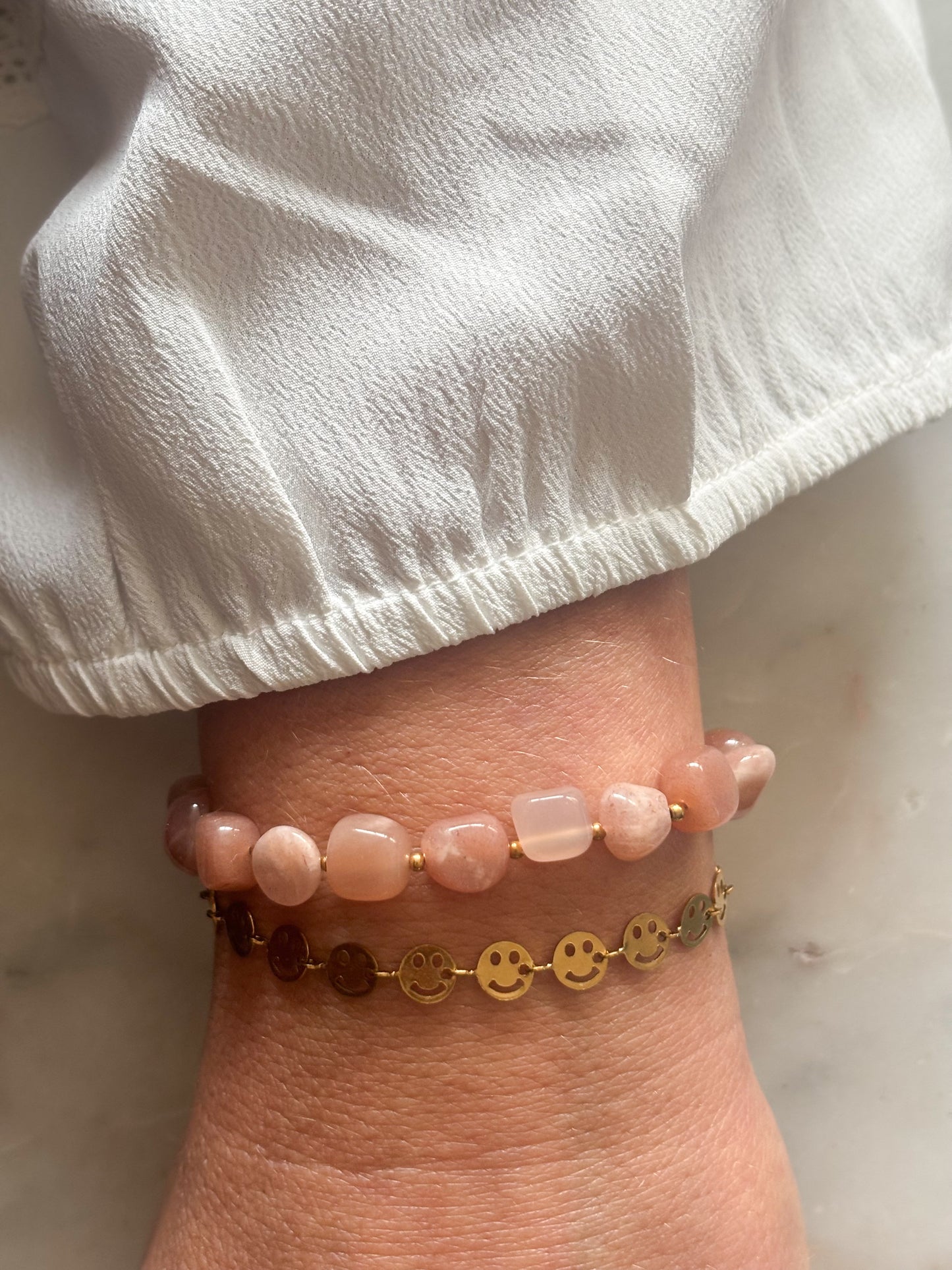 Gold Smiley Link Bracelet