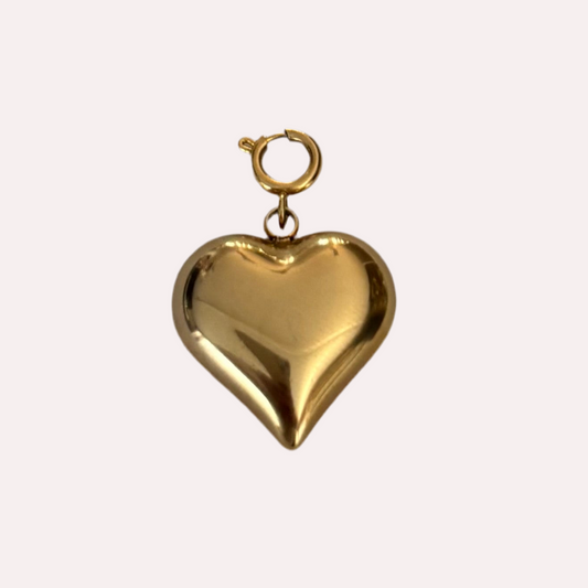 Groot hart bedel met slotje goud rvs