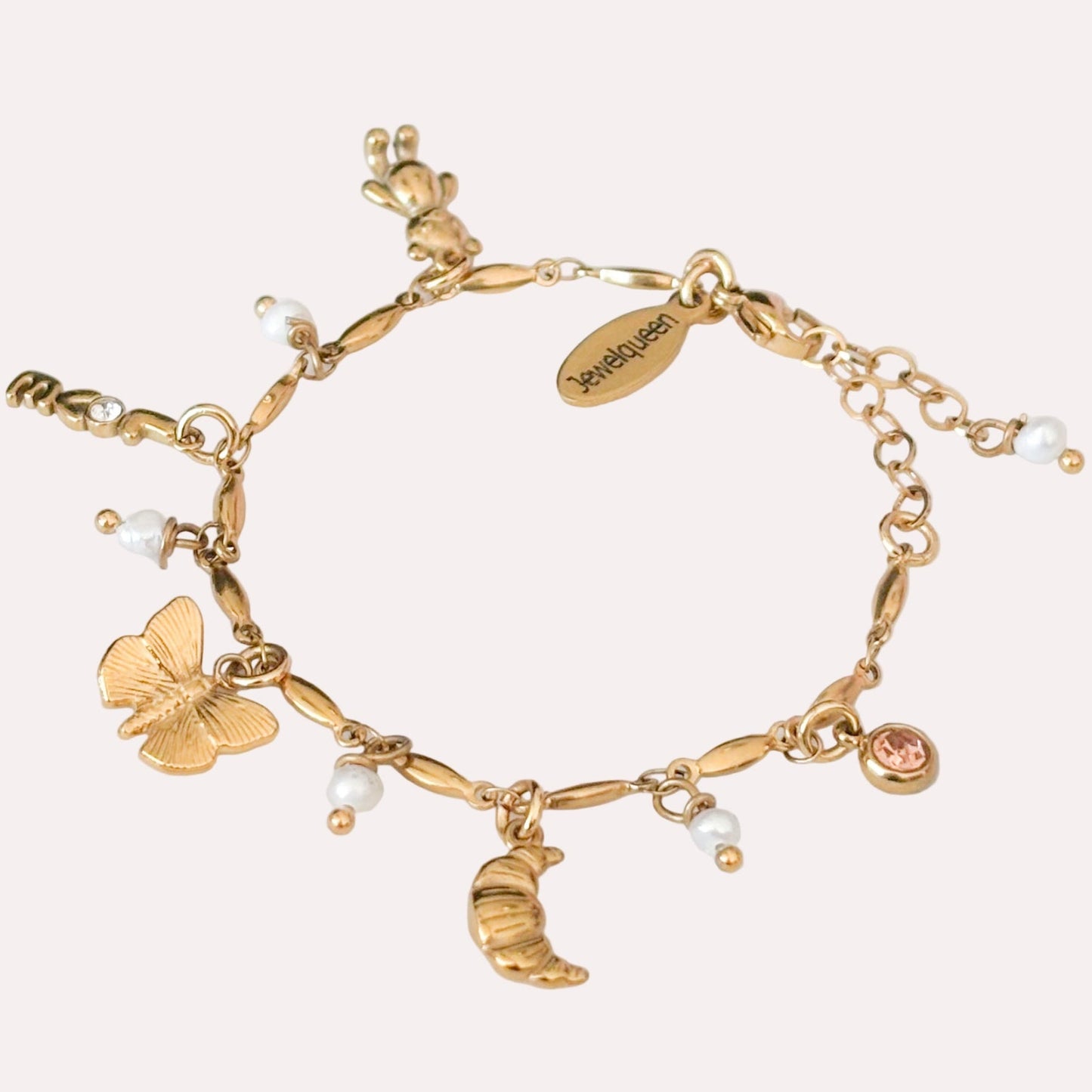 Stainless steel bedel armband goud