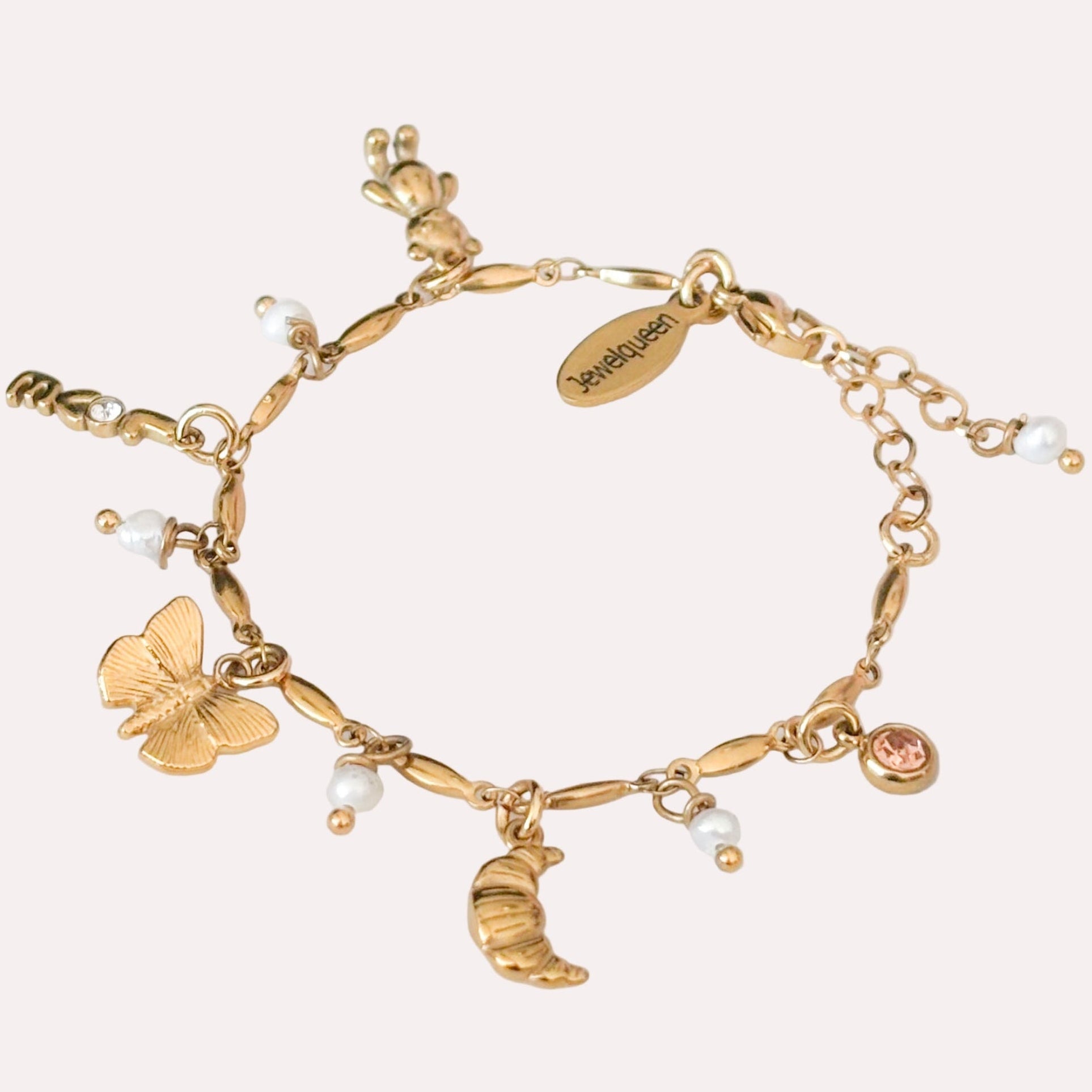 Stainless steel bedel armband goud