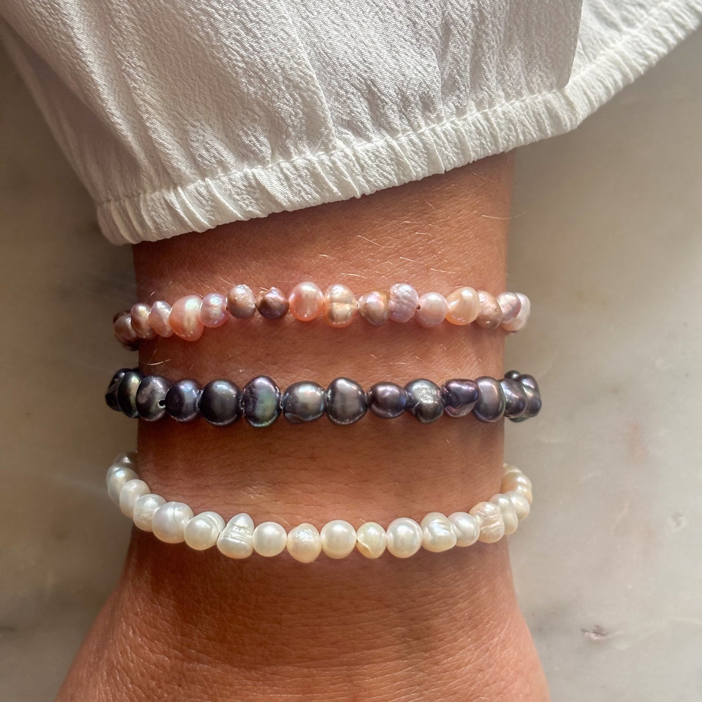 Pearl bracelet with pink pearls | Gold | Pink sweetie