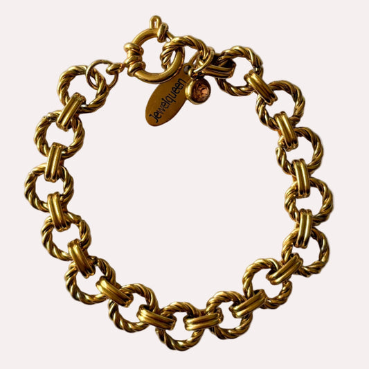 Gouden rvs armband met ronde schakels